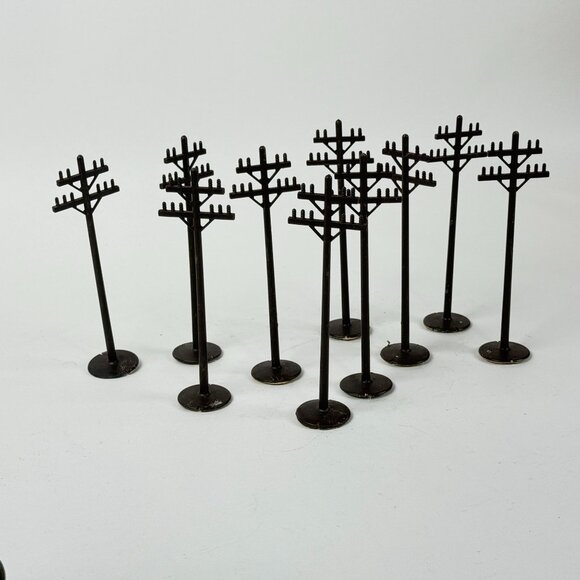 Black Model Train Telephone Poles Lot Of 10 Plastic Accessories 7.5" - Picture 6 of 7